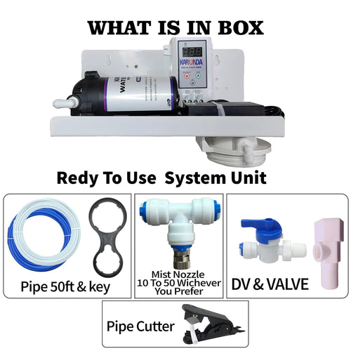 KARUND Fogger System Kit with 10 nozzles 15m Pipe for Dairy Farms, Restaurants, Cafes and Outdoor Spaces Misting Kit with Full Accessories