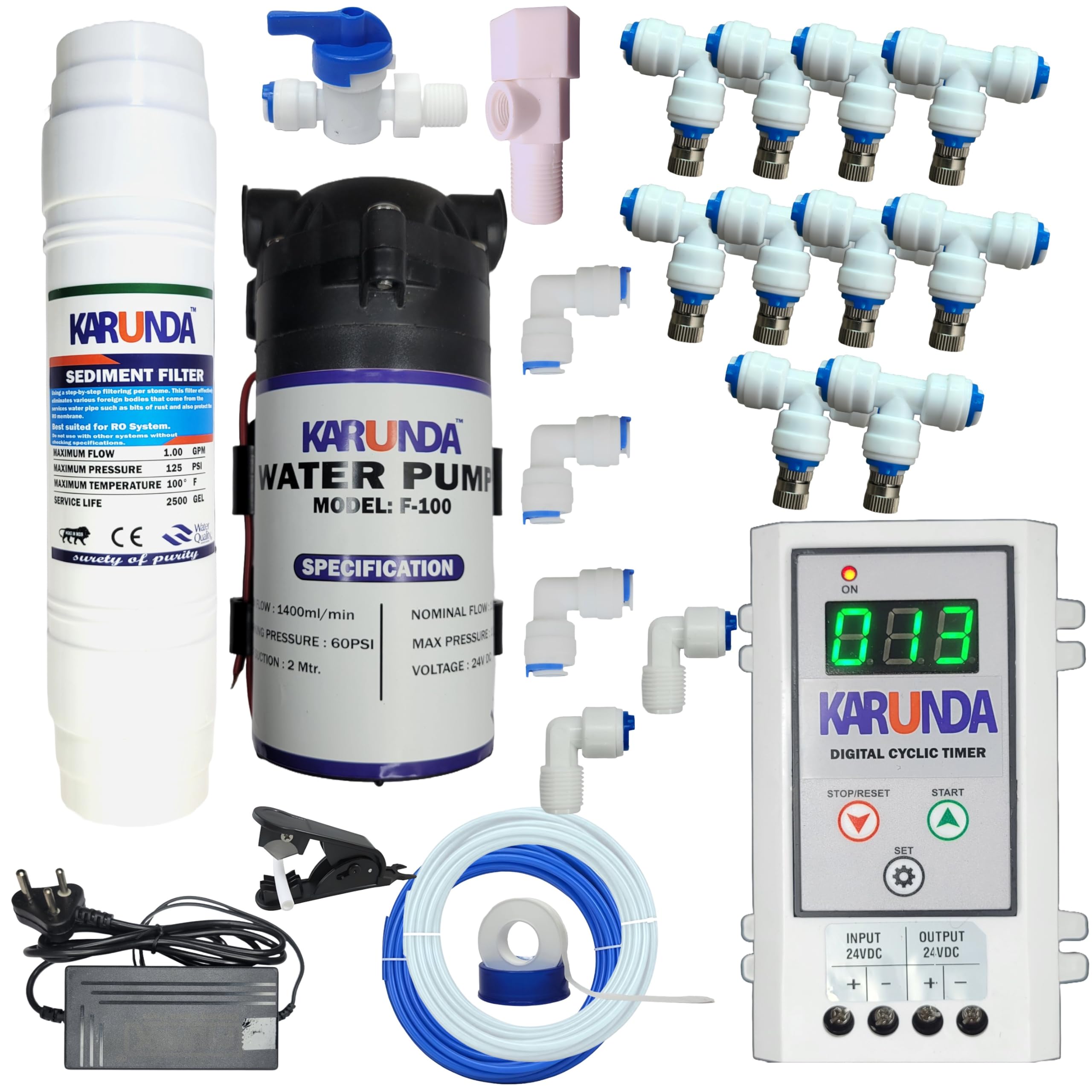 Fogger Kit For Dairy farm with Digital Cycle Timer (1-999 SEC/MIN), Misting System Kit, fogger For Dairy Farm, Misting Kit,fogger Nozzle for poultry farm (Timer With 10 Nuzzles)