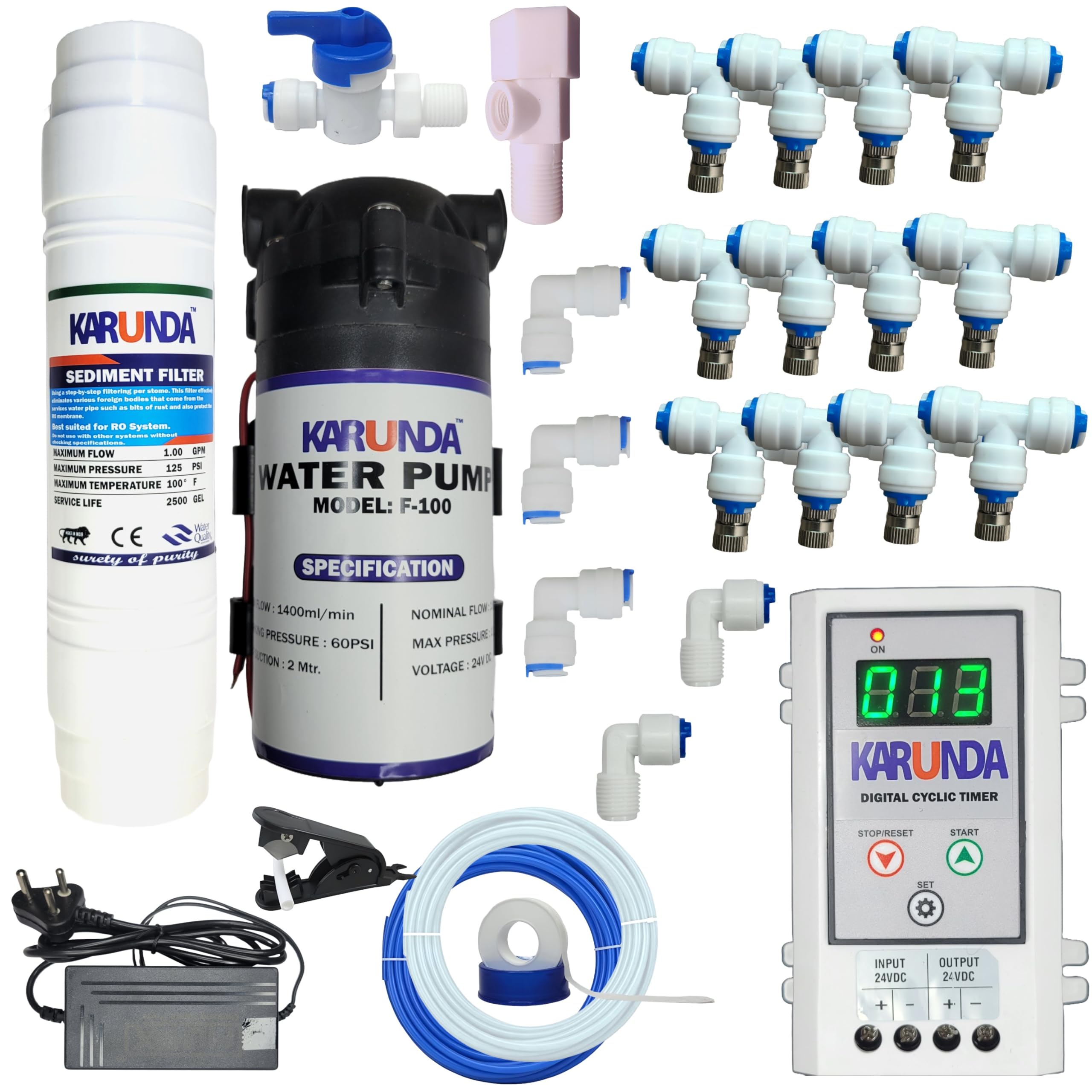 Fogger Kit For Dairy farm with Digital Cycle Timer (1-999 SEC/MIN), Misting System Kit, fogger For Dairy Farm, Misting Kit,fogger Nozzle for poultry farm (Timer With 10 Nuzzles)