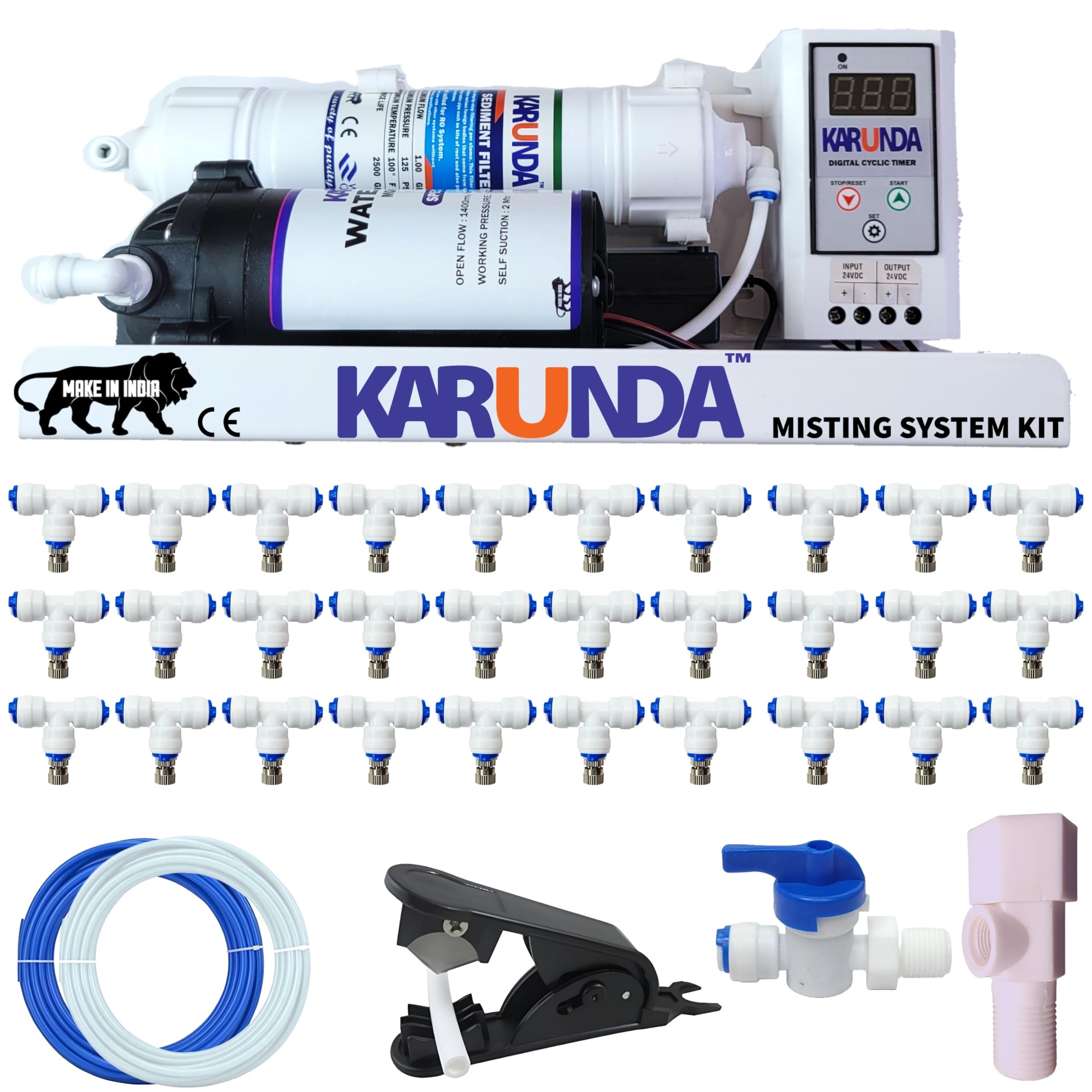 Pre Assembled Fogger System Kit With Digital Cycle Timer | With 100 GPD Pump, 15 Nozzles & 12m Pipe | Best For Dairy Farms, Restaurants Poultry Farm And Hydroponic Farming (15 NOZZLES)