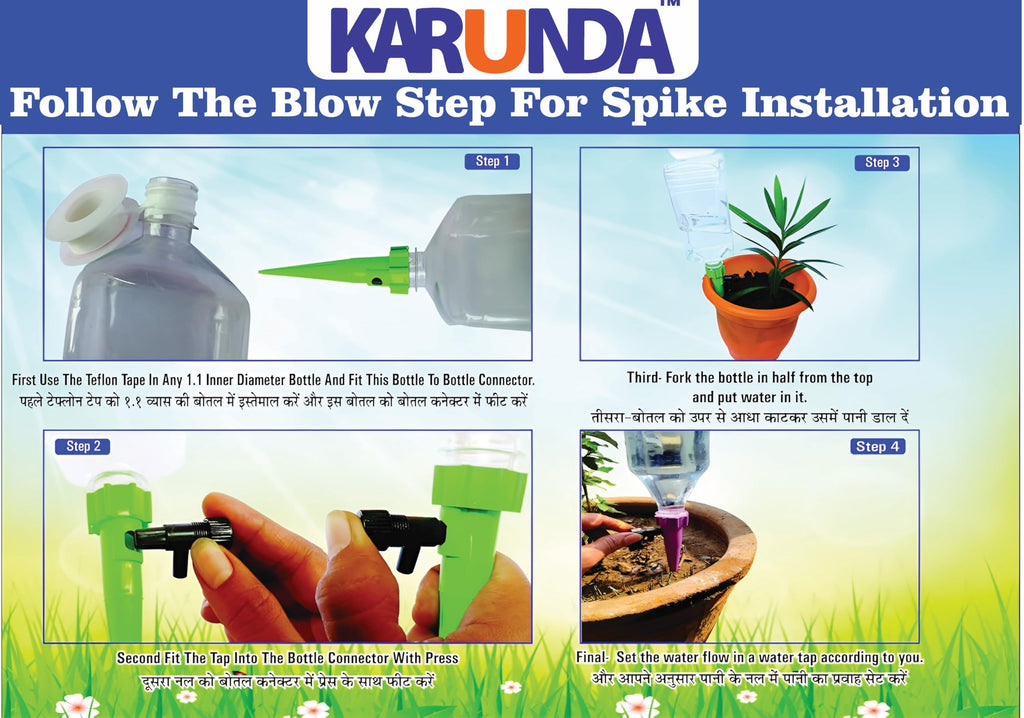 Adjustable Drip Irrigation Spike Dripper | Plant Watering Spike with Flow Control Valve | Automatic Watering Device for Indoor Plants Outdoor Plants Pots Garden (Pack of 6)