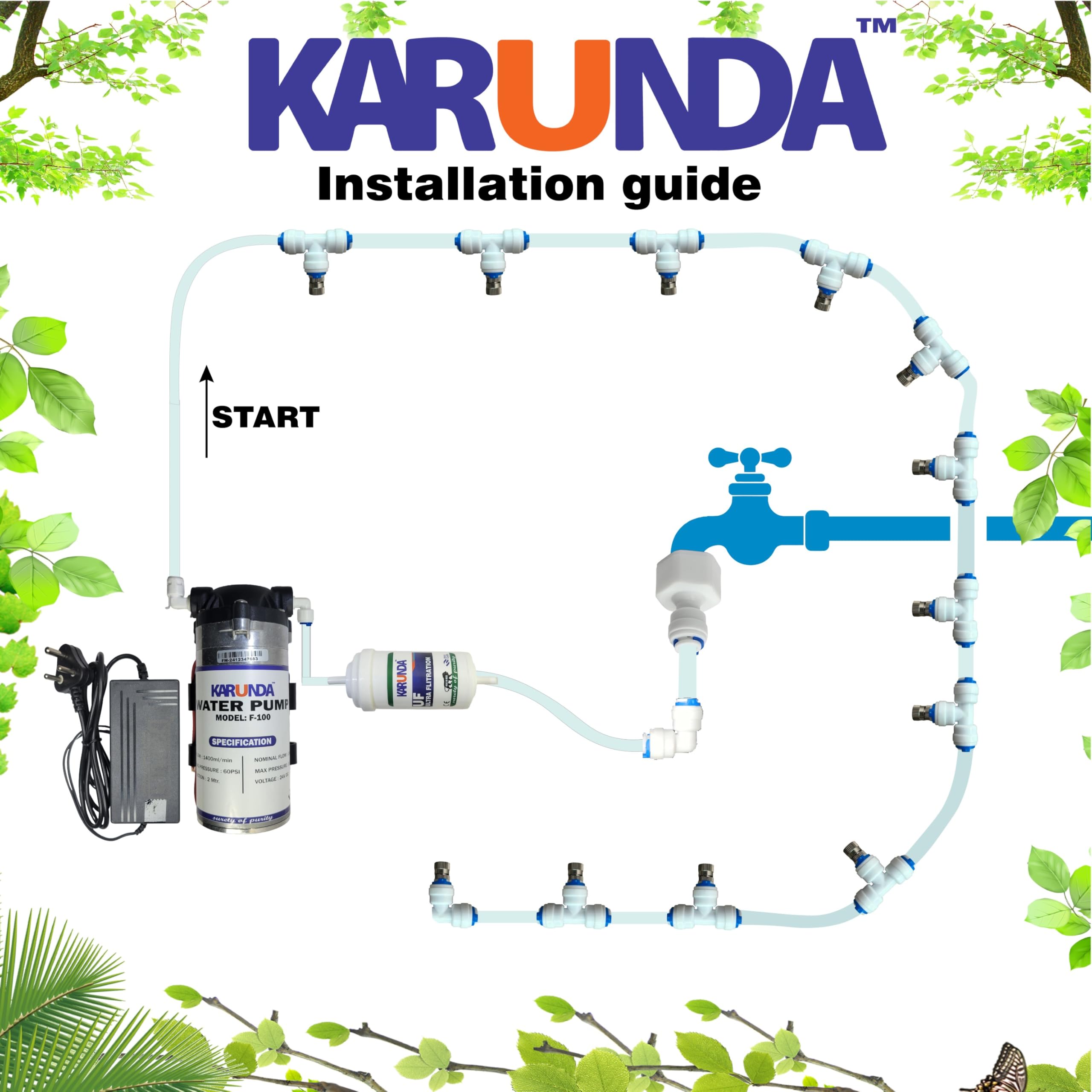 Fogger Kit For Dairy farm with Digital Cycle Timer (1-999 SEC/MIN), Misting System Kit, fogger For Dairy Farm, Misting Kit,fogger Nozzle for poultry farm (Timer With 10 Nuzzles)