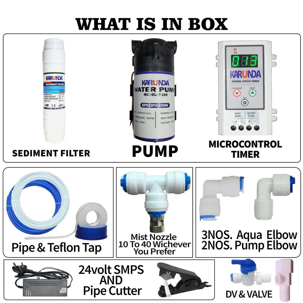 Fogger Kit For Dairy farm with Digital Cycle Timer (1-999 SEC/MIN), Misting System Kit, fogger For Dairy Farm, Misting Kit,fogger Nozzle for poultry farm (Timer With 10 Nuzzles)