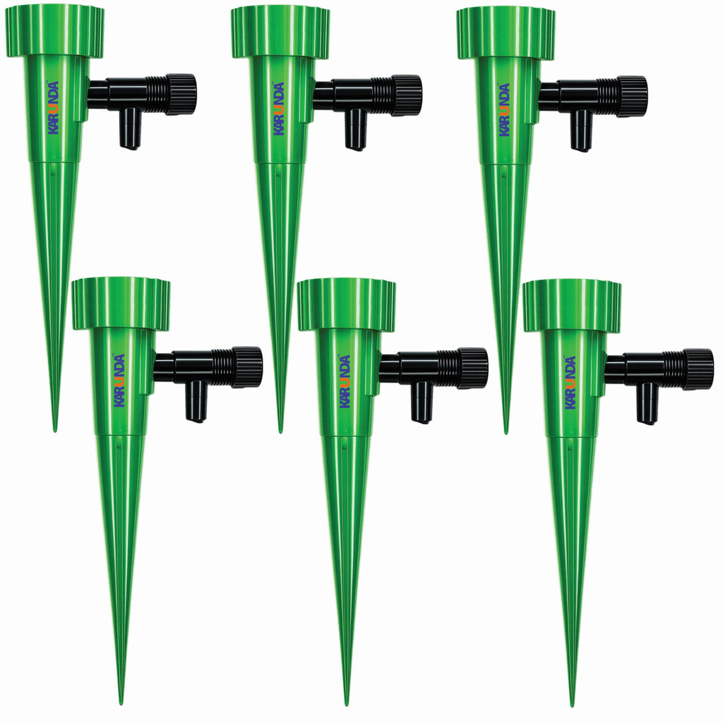 Adjustable Drip Irrigation Spike Dripper | Plant Watering Spike with Flow Control Valve | Automatic Watering Device for Indoor Plants Outdoor Plants Pots Garden (Pack of 6)