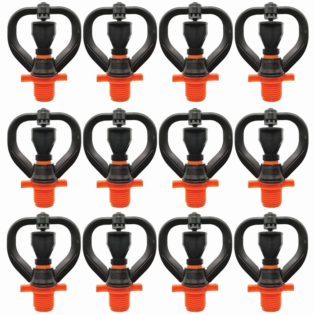 1/2 Inch Butterfly Sprinkler, Black with Orange Nozzle, Male Thread Connection Pack of 12