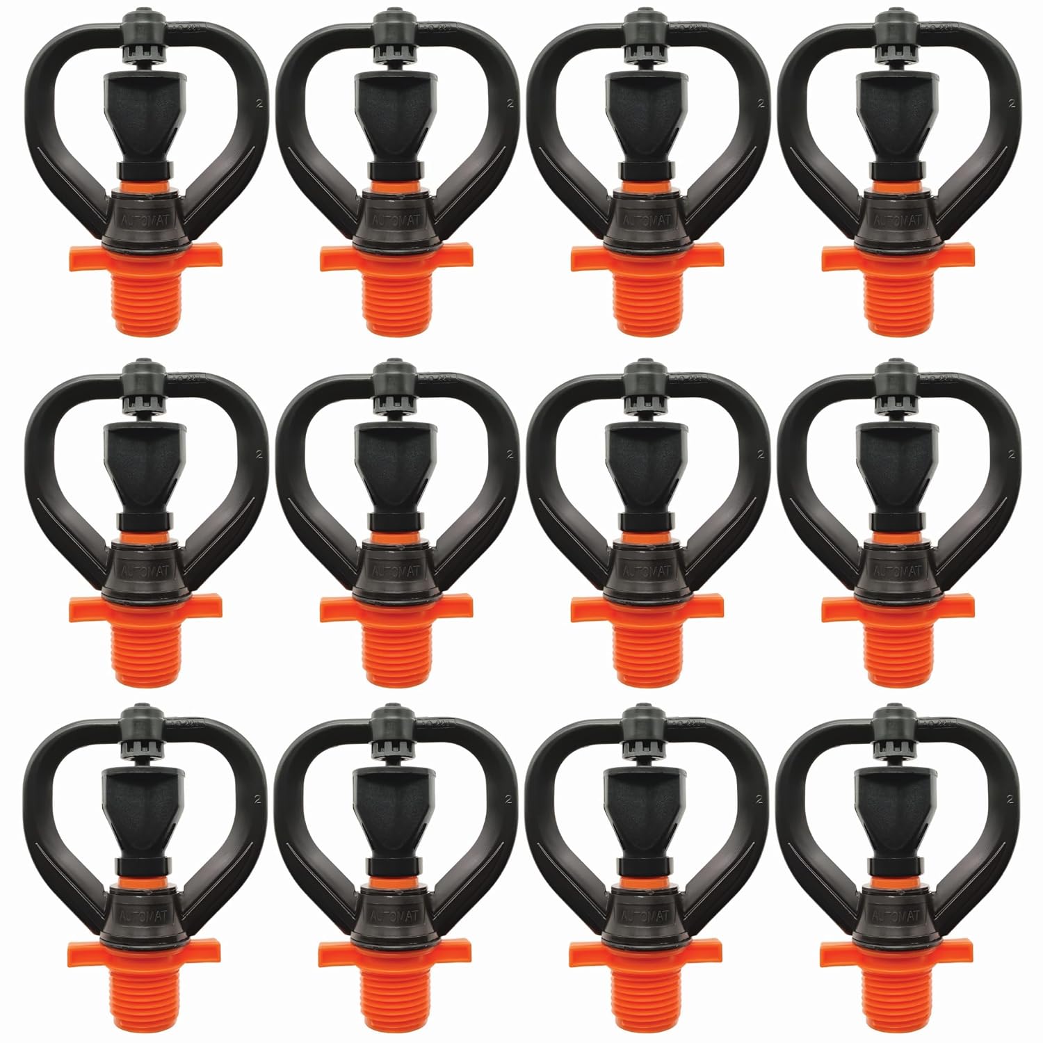 1/2 Inch Butterfly Sprinkler, Black with Orange Nozzle, Male Thread Connection Pack of 12