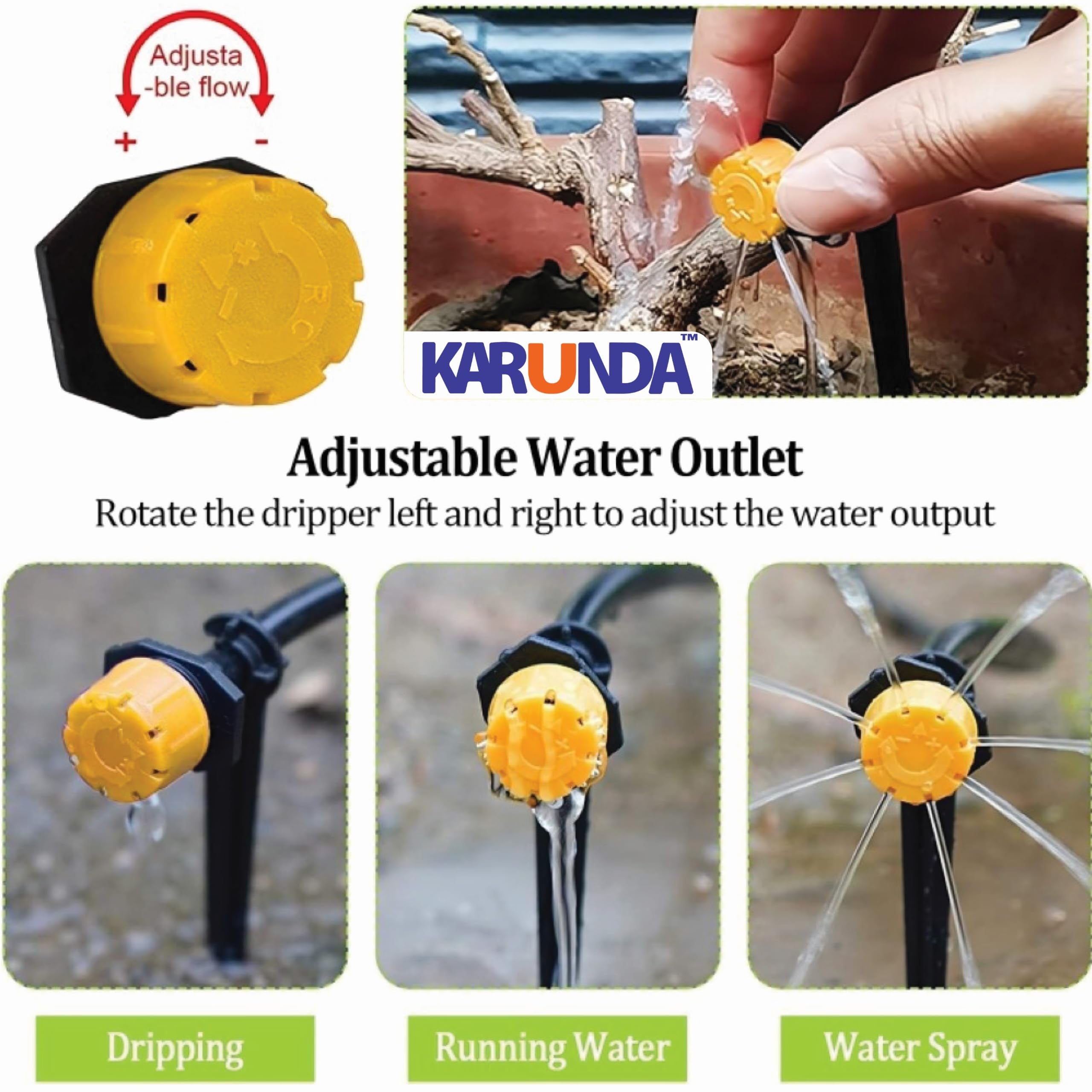 Adjustable 8 Hole Red Hat Dripper for Drip Irrigation | 360° Micro Sprinkler Water Dripper | Water-Saving Garden Watering Emitters for Pots, Nursery, Garden, Greenhouse & Agriculture