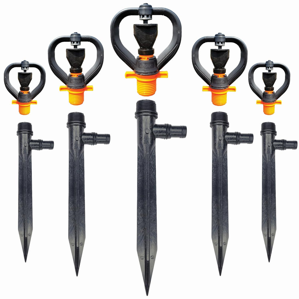 (5pcs) Automat Butterfly Water Sprinkler with Mounting Stick,360 Degrees Watering for Agriculture Irrigation Garden, Lawn, Poultry Farm,Greenhouse, Thread 1/2"