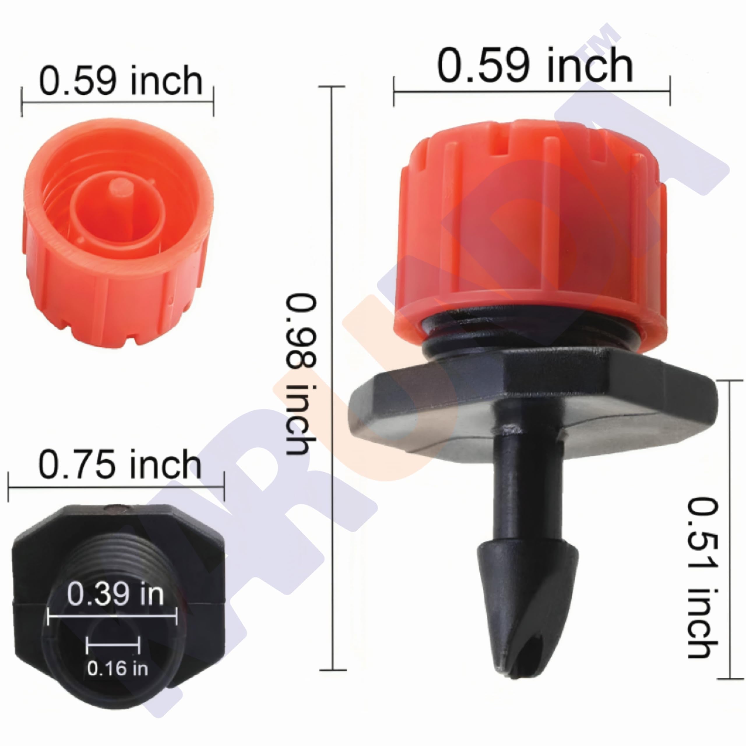 Adjustable 8 Hole Red Hat Dripper for Drip Irrigation | 360° Micro Sprinkler Water Dripper | Water-Saving Garden Watering Emitters for Pots, Nursery, Garden, Greenhouse & Agriculture