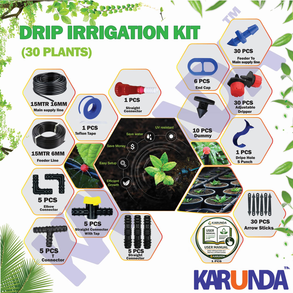 Drip Irrigation Kit for 10 Plants with Adjustable Drippers Automatic Watering System for Garden Balcony Terrace Kitchen Garden and Potted Plants DIY Installation Kit